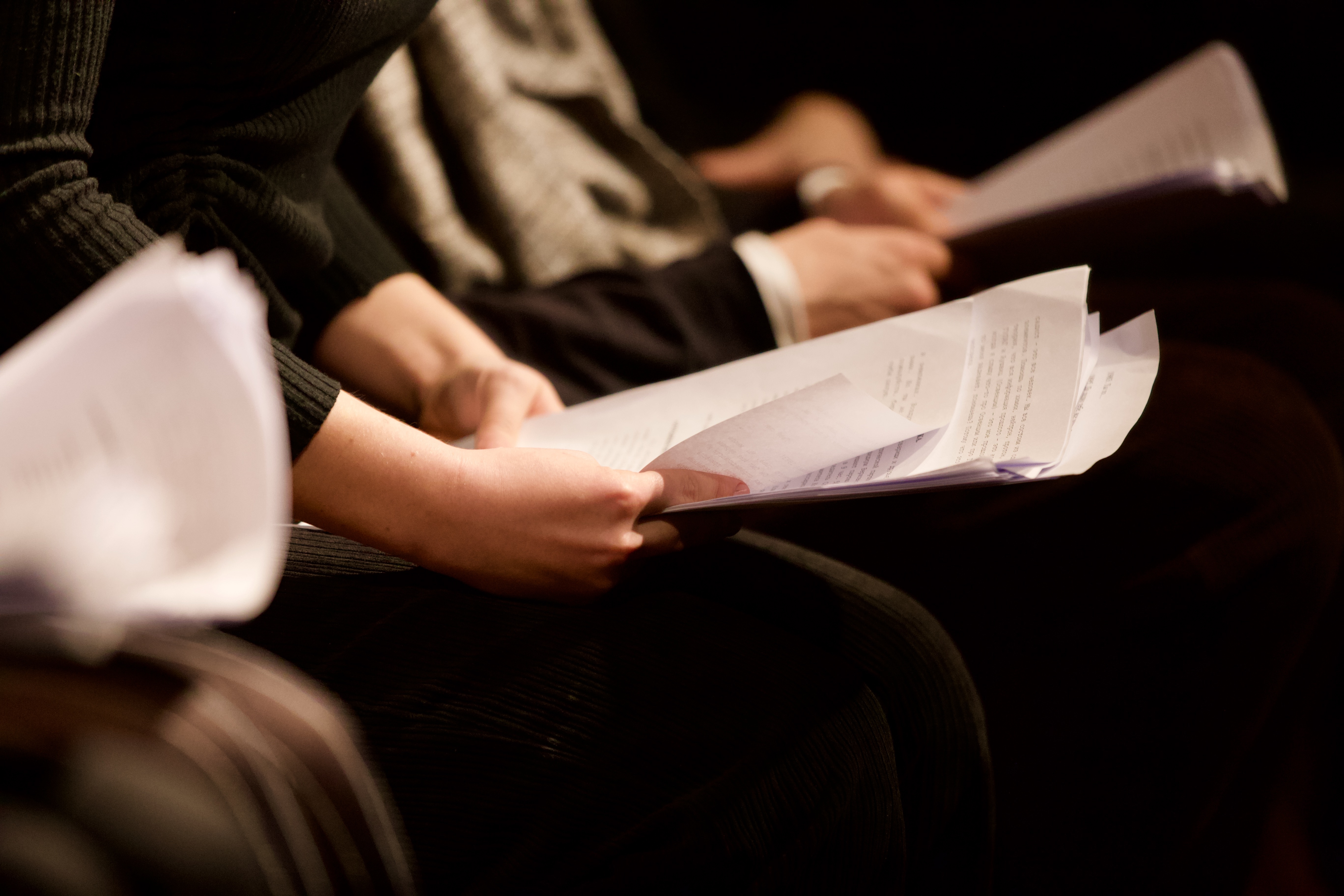 Students preparing for auditions